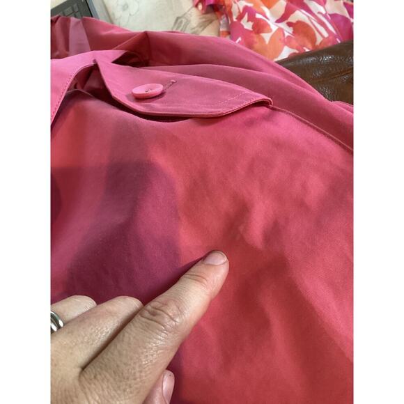 Talbots Womens Trench Coat Plus Size 16 Pink Classic Old Money Preppy Work Belt - Picture 12 of 13